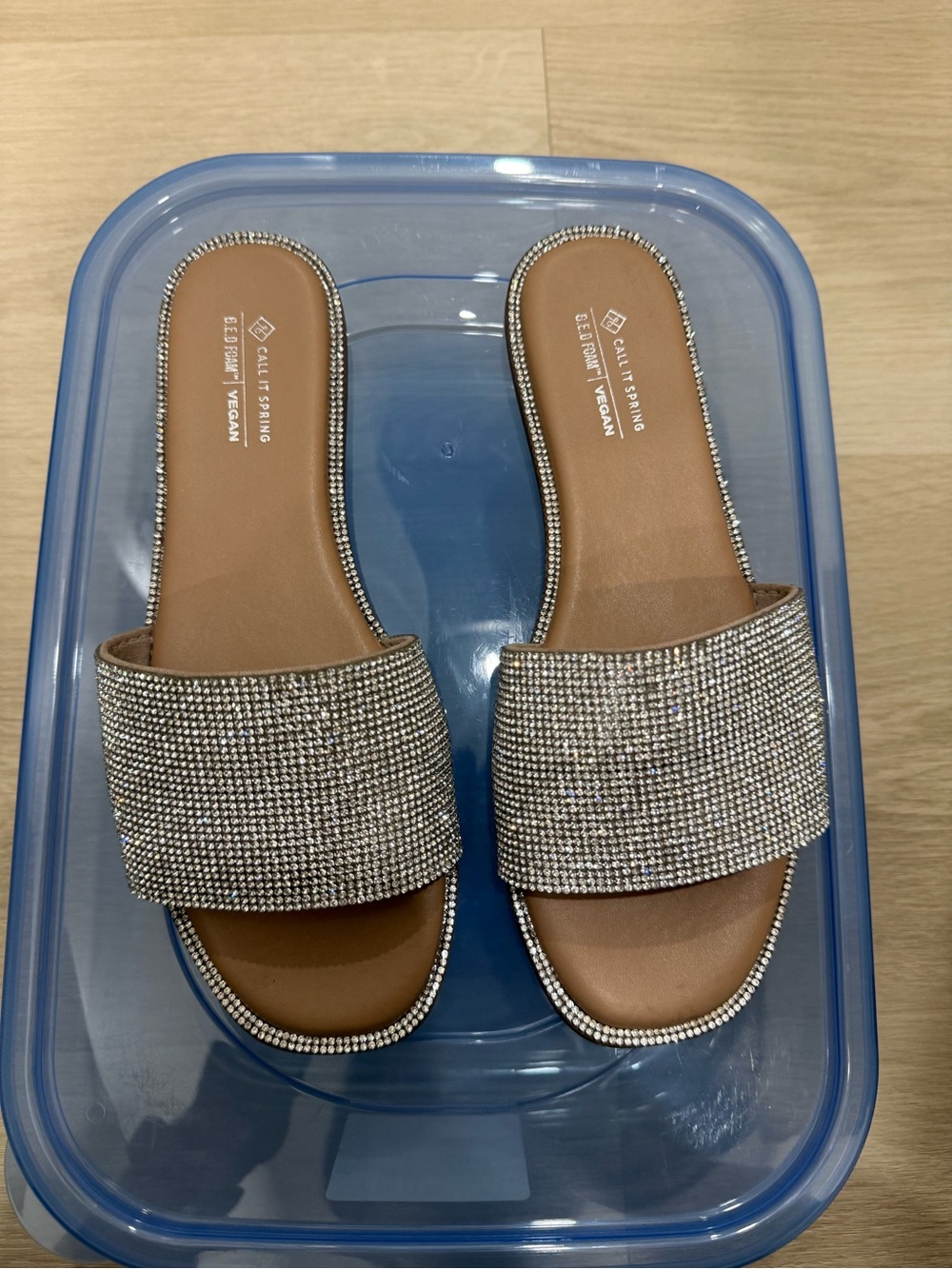 Call It Spring Rhinestone Slide Sandals - Silver - Picture 2 of 4